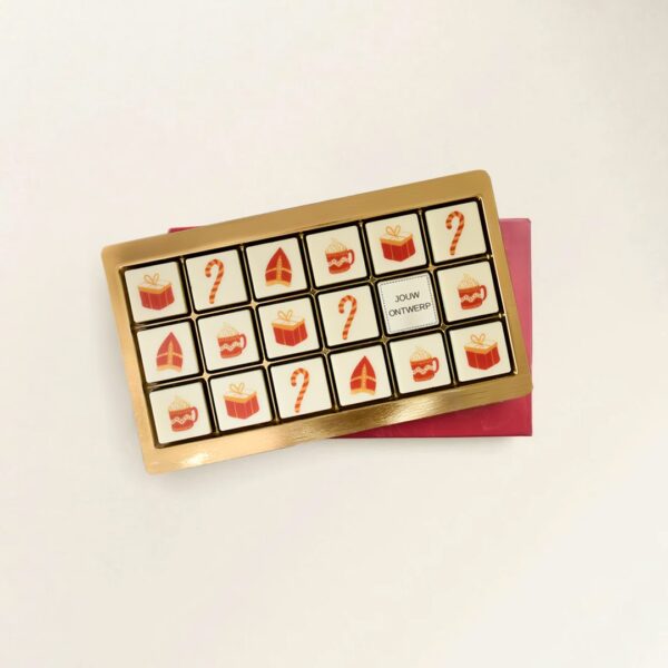Chocoladeblokjes 18 sinterklaas logo