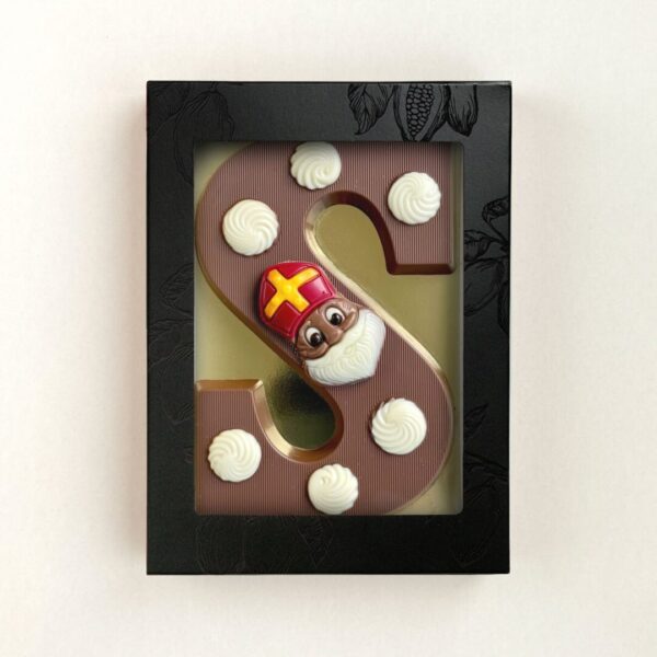 Luxe chocoladeletter s melk witte toefjes