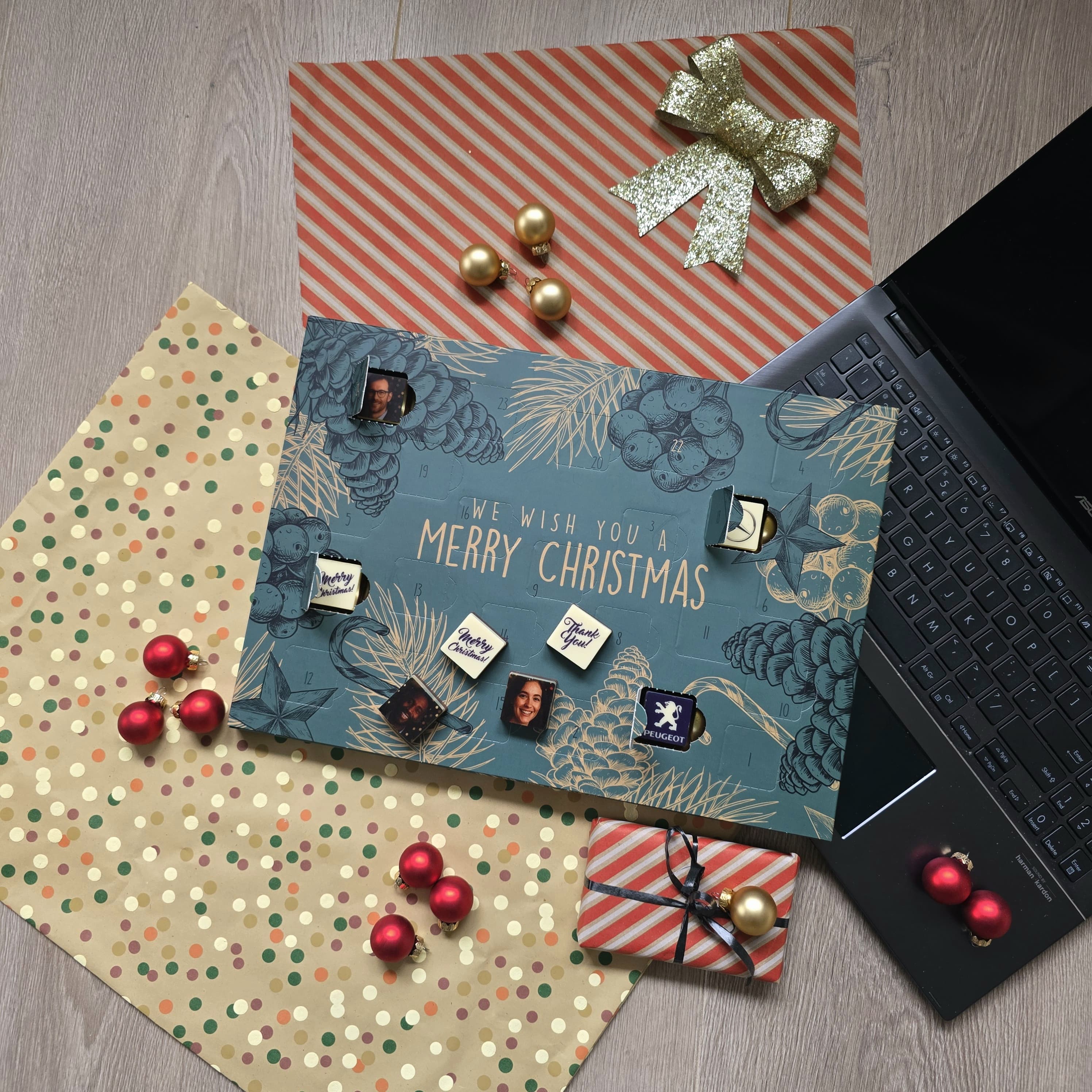 ontwerp je eigen adventskalender met logo chocoladeblokjes