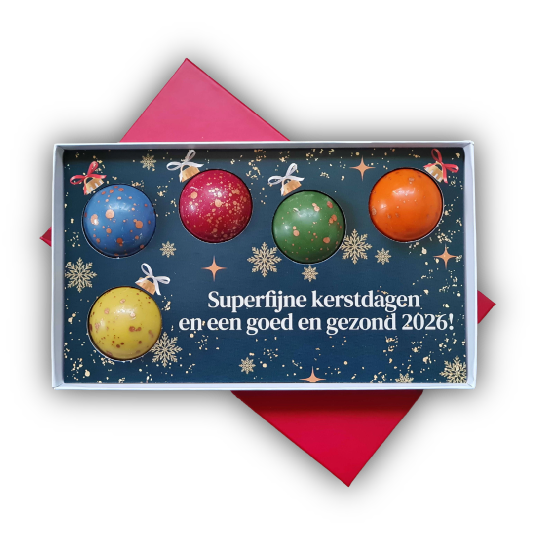 Luxe chocolade bonbons in geschenkdoos met Kerst design - Tasty Present