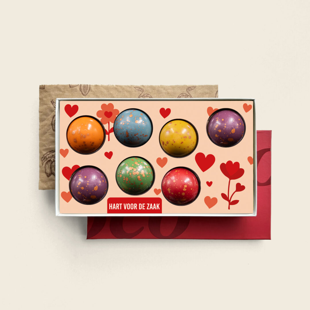 Heerlijke chocolade bonbons voor valentijn, secretareseedag of dag van de zorg. Tasty present gepersonaliseerde chocolade