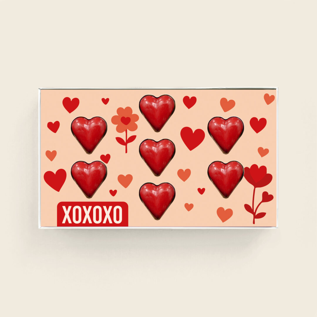 Chocolade hartjes XOXOXO bonbons voor Valentijn, moederdag en vaderdag. tasty Present gepersoonaliseerde chocoalde gifts