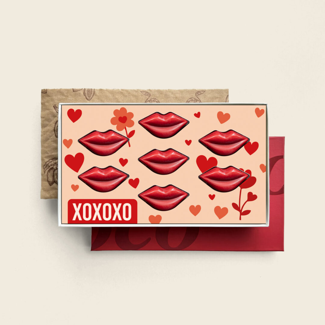 Chocolade lipjes XOXOXO bonbons voor Valentijn, moederdag en vaderdag. tasty Present gepersoonaliseerde chocoalde gifts