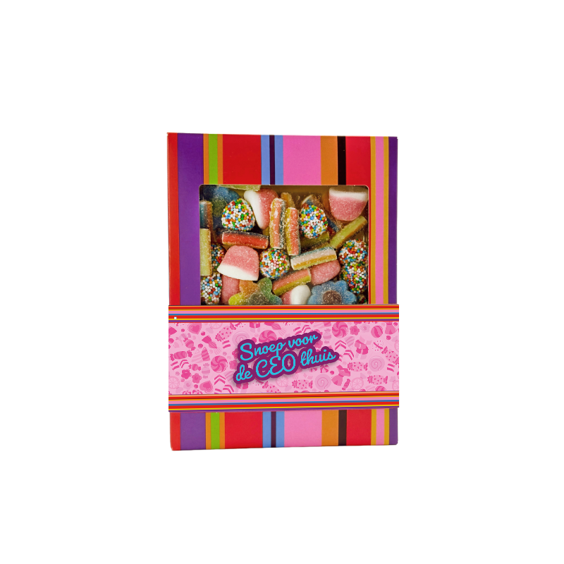 Kleurrijk snoep geschenkdoosje voor moederdag gevuld met heerlijk gemengd snoep. tasty Present - gespersonaliseerde chocolade en zoetwaren