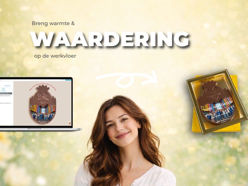 Chocolade paaseieren bedrukken met je team foto, tekt en logo. Tasty Present - gepersonaliseerde chocolade